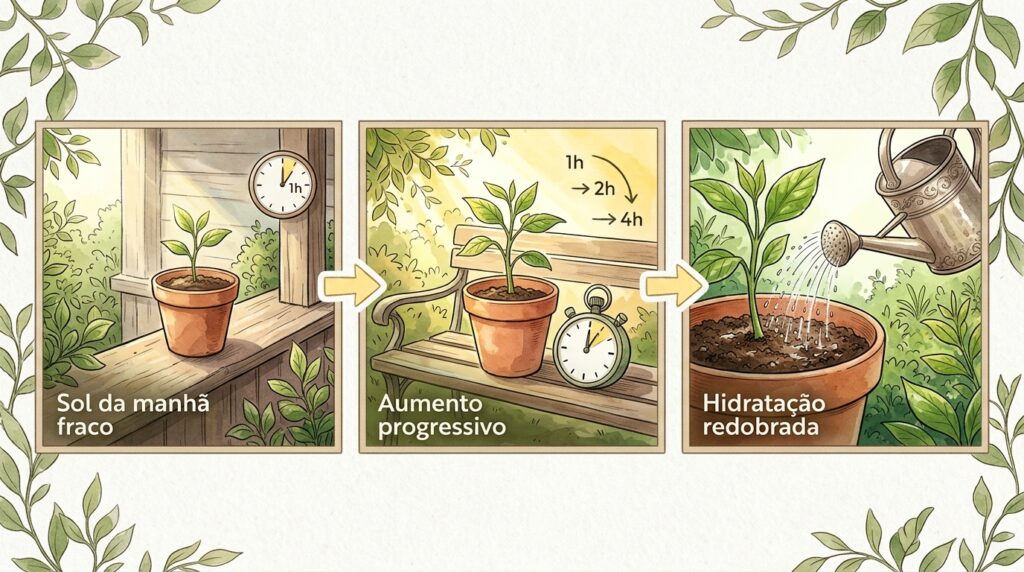 Levou a planta de interior para tomar um solzinho lá fora e as folhas ficaram brancas? O choque de radiação queimou o tecido vegetal
