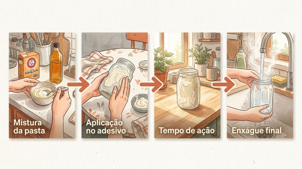 Retirou a etiqueta de um frasco de vidro e ficou aquela cola pegajosa impossível de lavar? O óleo dissolve o adesivo